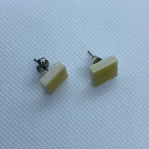 Handmade Yellow Tile Earrings - Picture 7 of 8
